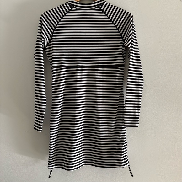 Coolibar Swim Shirt Long Sleeve Swimsuit‎ Women S White Black Ruche UPF50 Resort - Picture 6 of 12